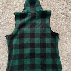 Vintage Y2K Green and Black Plaid fleece Chaps  Vest Small-Medium